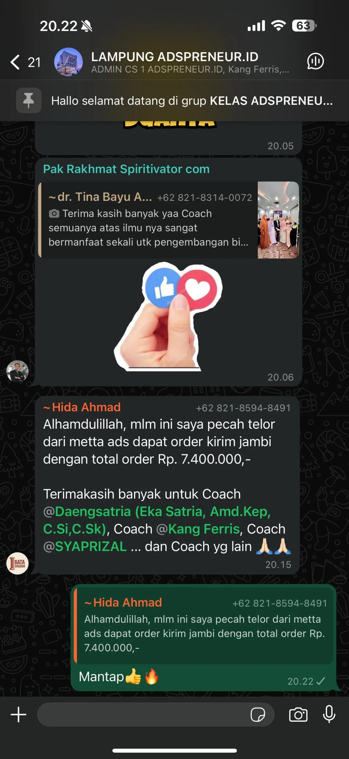 Pecah telor Rp 7,4 jt